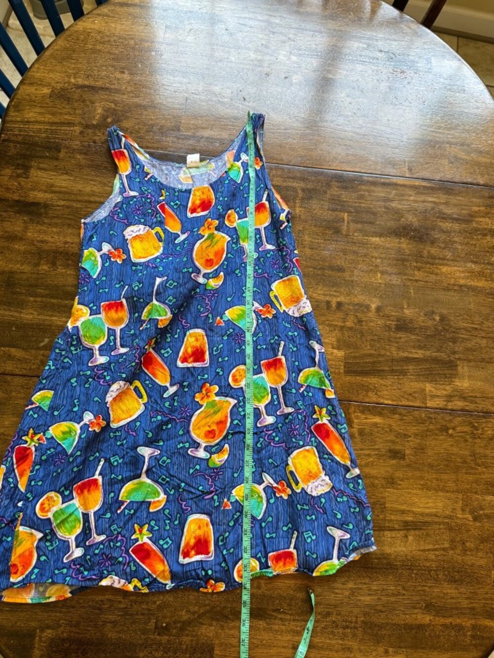 Vintage Tropical Cocktail Print Sheath Mini Dress Martini Margarita Tie Back S - Picture 5 of 9